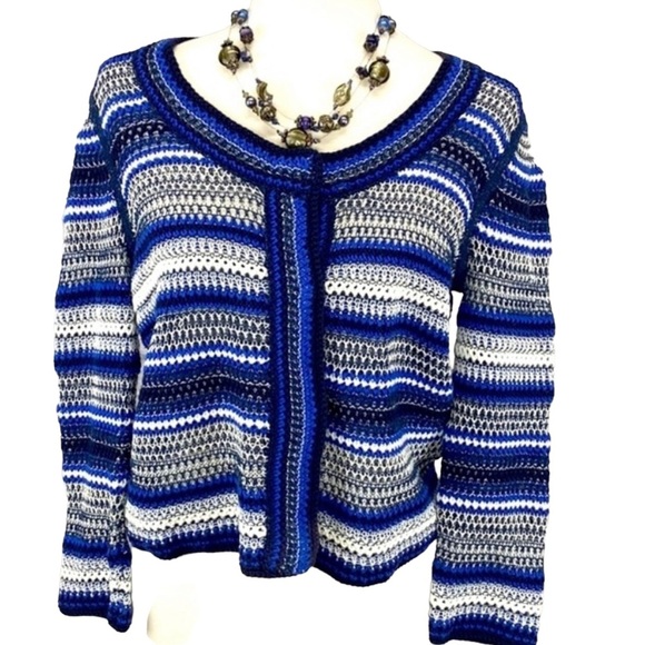 Rachel Roy Blue White Striped Sweater - Picture 1 of 5